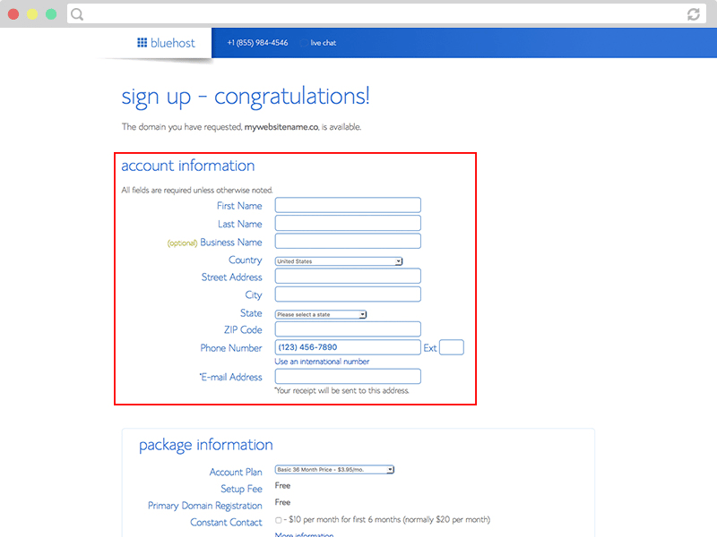 bluehost sign up